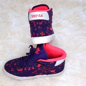 SUPRA PURPLE AND PINK FLORAL HIGHTOPS SIZE 7